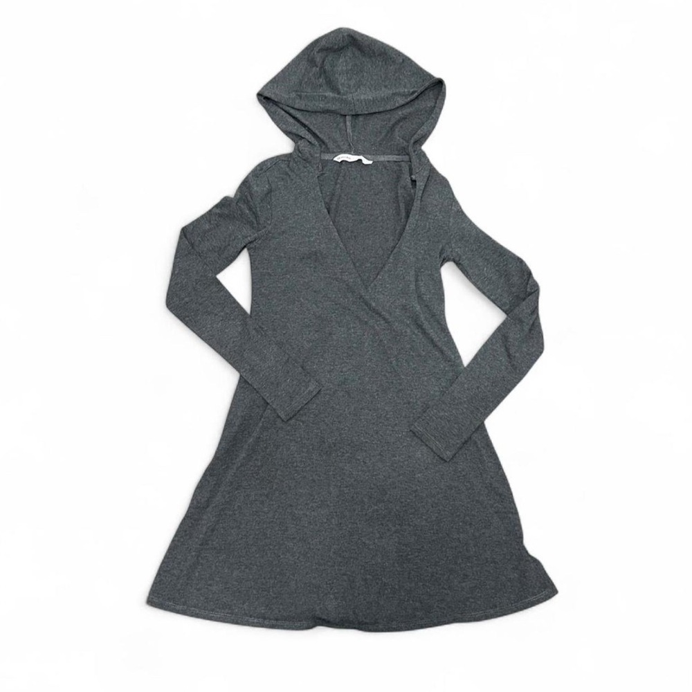 Bluenotes Y2K V-Neck Charcoal Hooded Dress